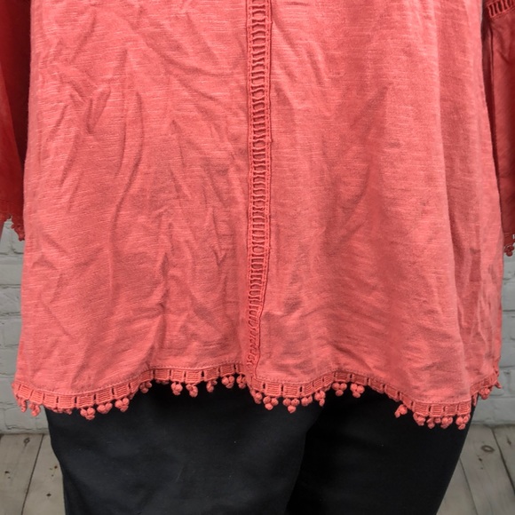 2X 4X Style & Co Crochet Trim Bell Sleeve Top Plus - Picture 7 of 7